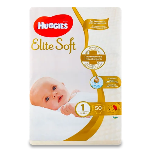 Підгузки Дитячі 3-5 кг Elite Soft Huggies, 50 шт, в/ґ