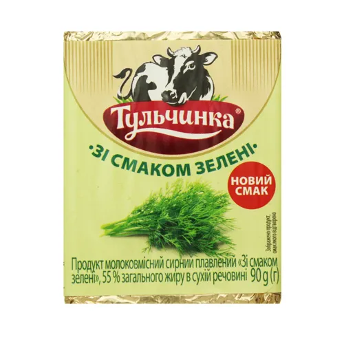 Продукт сирний 55% плавлений зі смаком зелені Тульчинка м/у 90г