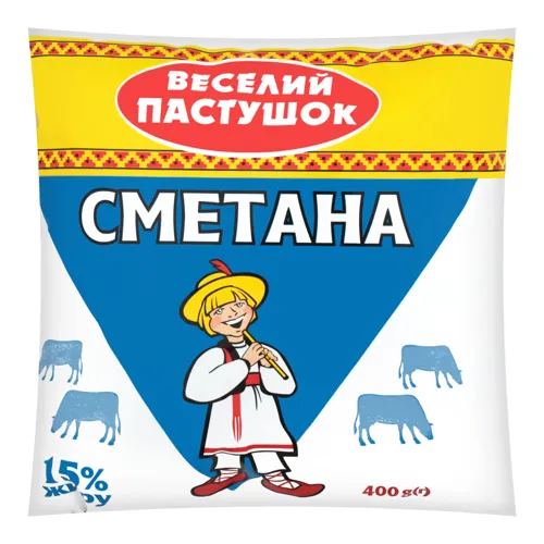 Сметана 15% Веселий Пастушок м/у 400г