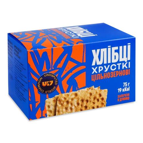 Хлібці Цільнозернові Хрусткі В/ґ, Картонна Упаковка, 75г