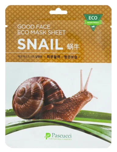 Маска для обличчя Snail Pascucci, 23 мл, з snail mucin, натуральна
