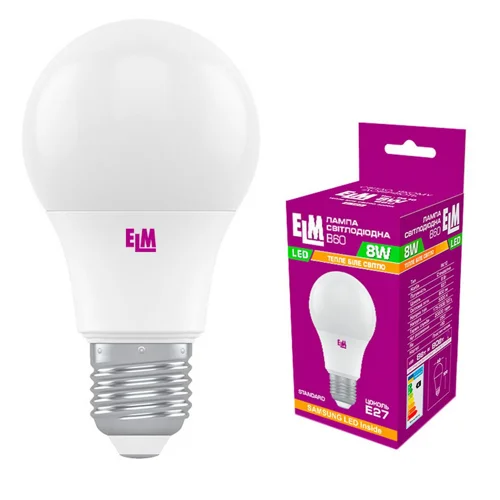 Лампа ELM LED B60 8W PA10S E27 3000 18-0185