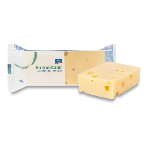 Сир Твердий Емменталь 45% В/ґ, Міжнародний, 400г