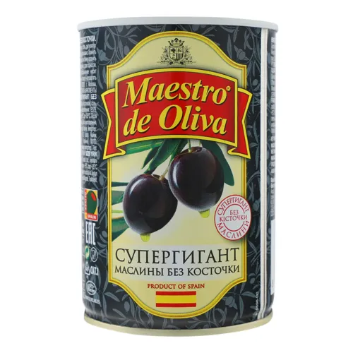 Маслини без кісточки Супергігант Maestro de Oliva з/б 425г