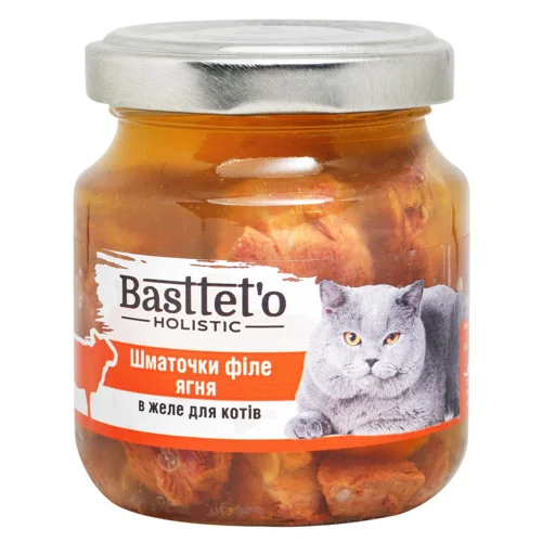 Корм вологий Basttet'o Holistic з шматочками філе ягня для котів 130г