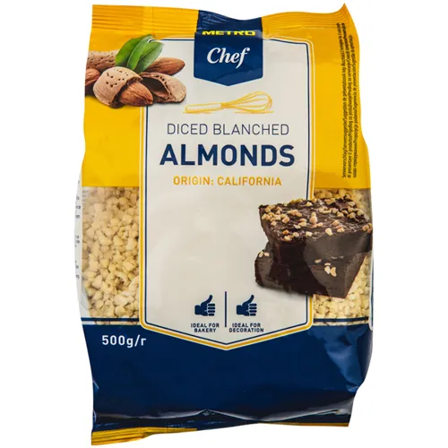 Мигдаль Metro Chef нарізаний кубиками бланшований 500г