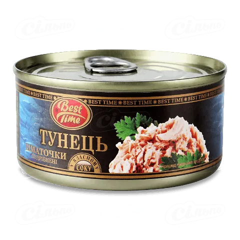 Тунець Best Time шматочками у власному соку, 185г