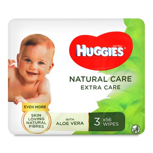Вологі Серветки Дитячі Nature Care Huggies, Багатошарові, 168 шт