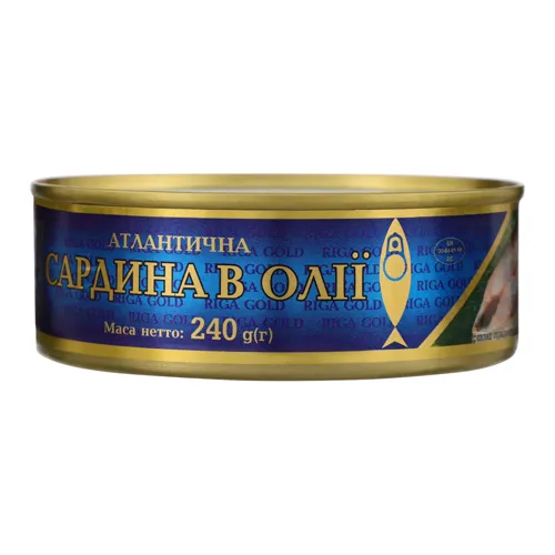 Сардина атлантична в олії Рижское золото з/б 240г