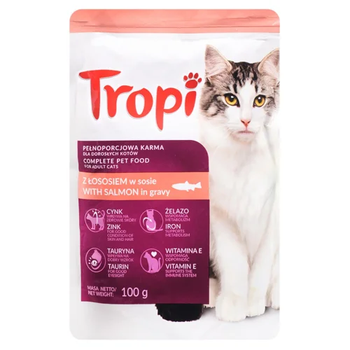Корм вологий Tropi з лососем для котів 100г