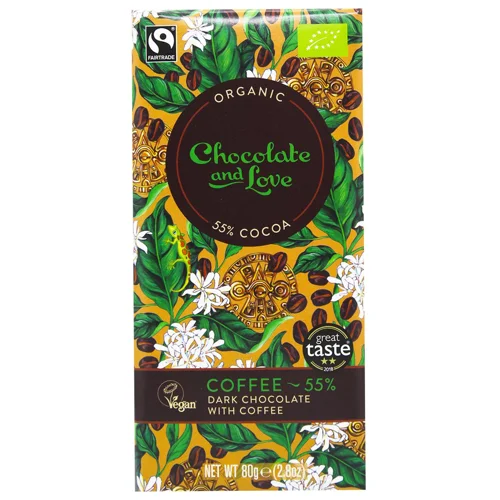 Шоколад чорний Chocolate and Love з кавою органічний 55% 80г