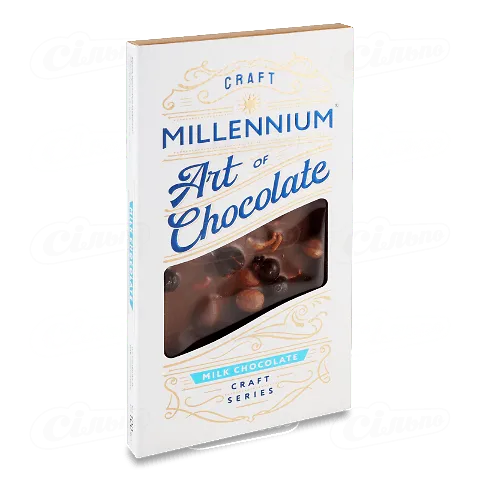 Шоколад Millennium Craft Series молочний з кеш'ю фундуком мигдалем та смородиною 100г