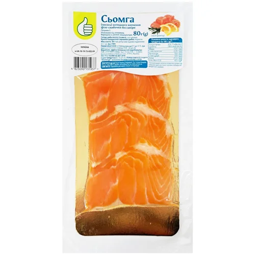 Сьомга Auchan холодного копчення нарізка 80г