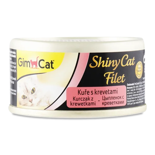 Корм Консервований Для Котів Всі Породи Курча З Креветками Filet Shiny Cat, З/б 70г