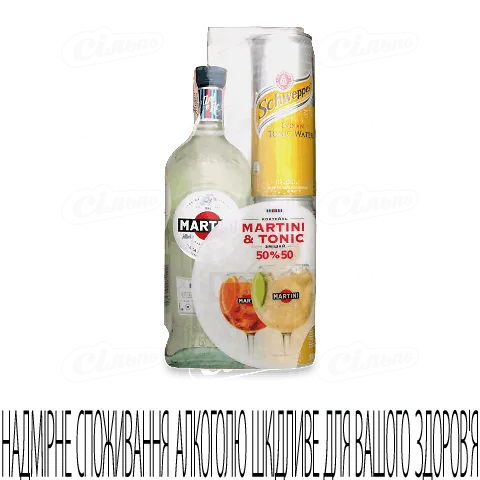 Набір вермут Martini «Б'янко» 0,5л + тонік Schwep 2X0,33л