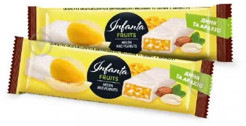 Батончик з динею та арахісом глазурований кондитерською глазур'ю «Infanta»