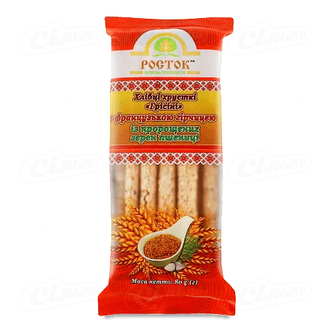 Хлібці «Росток» «Грісіні» з французькою гірчицею з пророщеного зерна, 80г