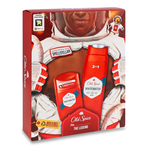 Дезодорант Твердий 50мл + Гель для Душу та Шампунь 2в1 250мл Whitewater Old Spice, 1шт