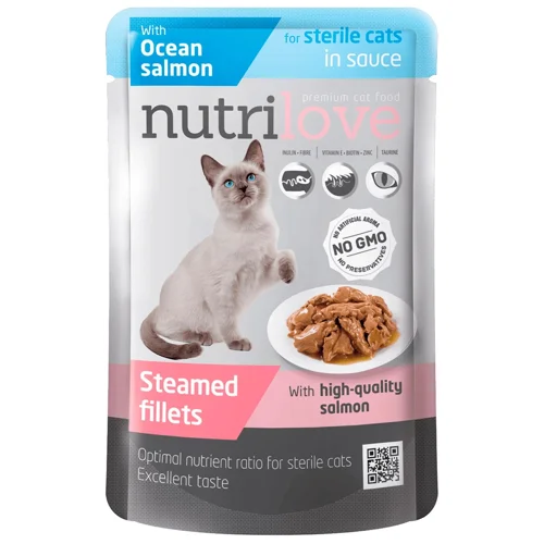 Корм вологий Nutrilove з атлантичним лососем для стерилізованих котів 85г