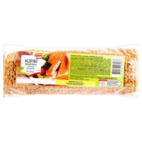 Коржі вафельні Перший Ряд Бризолі з житнім борошном 50г
