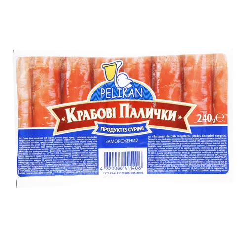 Палички крабові заморожені Pelikan вищого ґатунку 240г