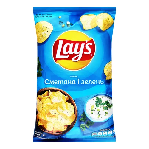 Чіпси картопляні зі смаком сметани і зелені Lays м/у 25г