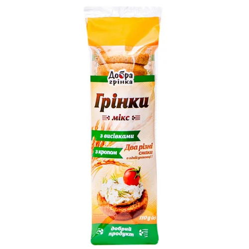 Грінки Добра грінка Мікс з висівками та кропом 110г