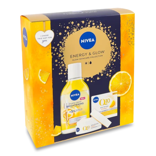 Косметичний Набір Крем Денний Проти Зморшок Radiance Boost Q10 Energy 50мл + Вода Міцелярна Energy&Glow Nivea 400мл
