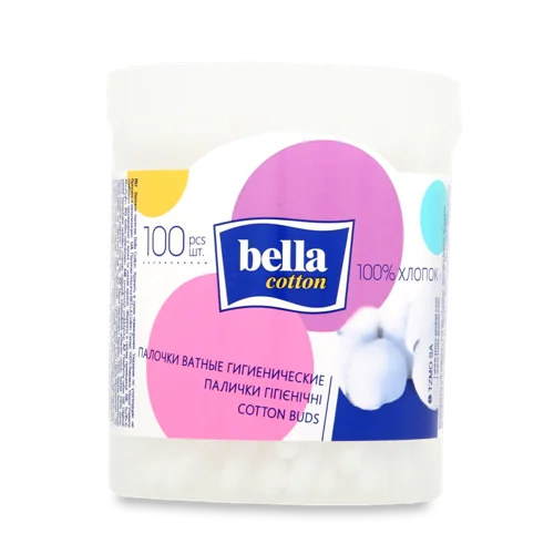 Ватні Палички Bella Кругла Коробка, Вищий ґатунок, 100шт