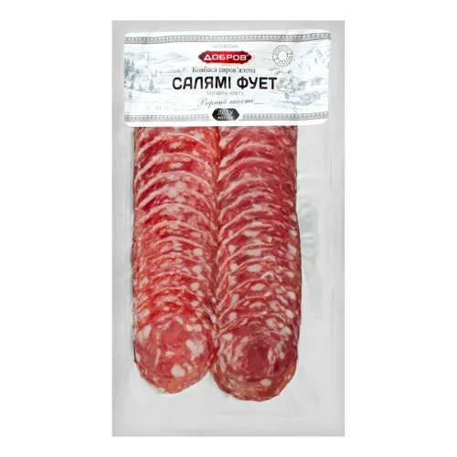 Ковбаса Салямі Фует Добров сиров'ялена вищого ґатунку 80г