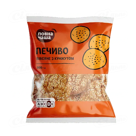 Печиво «Повна Чаша»® вівсяне з кунжутом, 300г