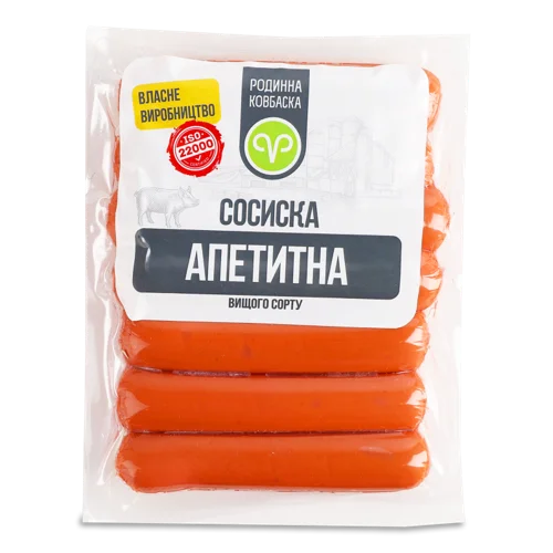 Сосиски Варені Апетитні Родинна Ковбаска в/у, 0.33 кг