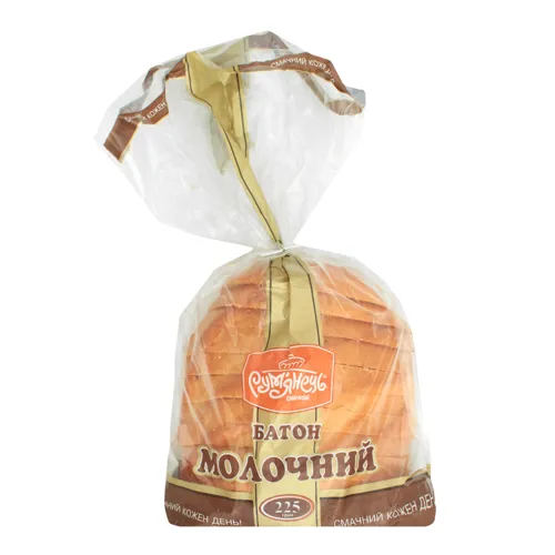 Батон половинка в нарізці Молочний Рум’янець м/у 225г
