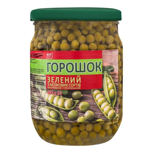 Горошок зелений консервований Хіт продукт с/б 460г