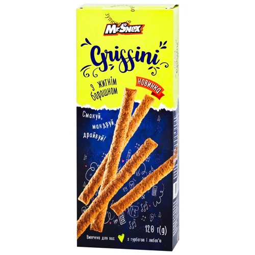 Хлібні палички Mr.Snex Grissini з житнім борошном 120г