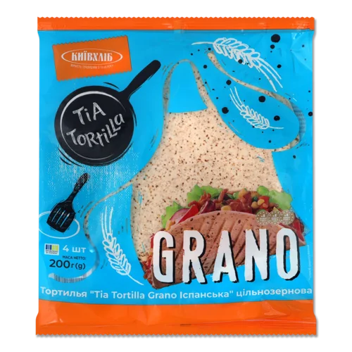Тортилья Цільнозернова Grano Іспанська Tia, Київхліб, м/у, 200г