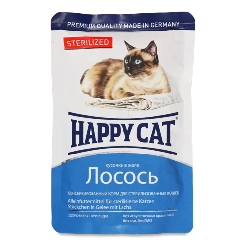 Корм Для Котів Happy Cat Sterilisiert Лосось В Желє, В/ґ, 85 г