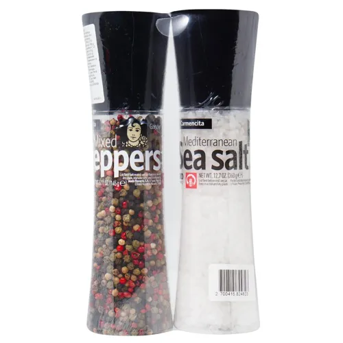 Набір Carmencita Суміш 4 Перця 145г + Середземноморська сіль 360г у млинку