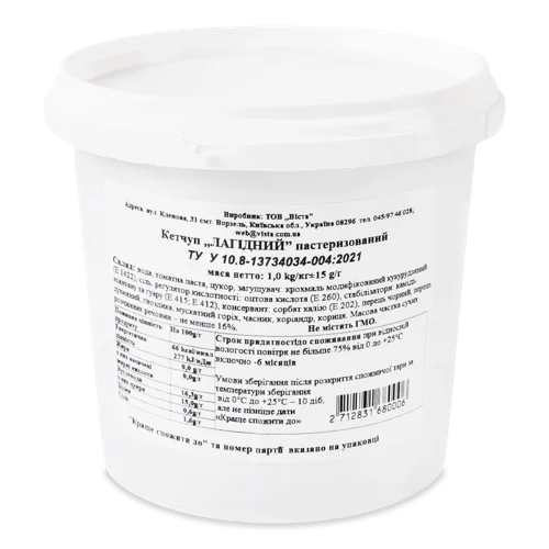 Кетчуп Пастеризований В/ґ Лагідний, Відро 1.0кг