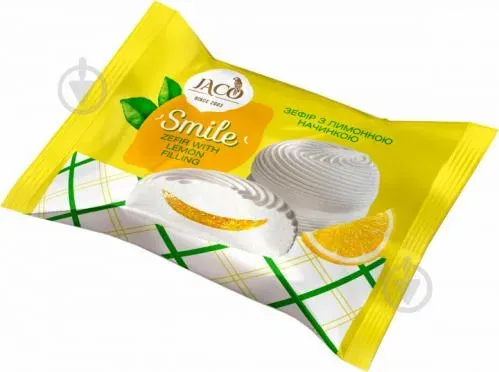 Зефір Смайл з лимонною начинкою 50г п/ет ТМ Жако
