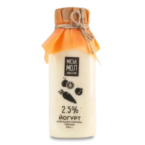 Йогурт Апельсин-Морква-Персик 2.5% Міськмолзавод №1, п/пл, 330г
