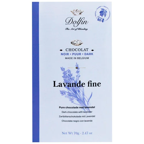 Шоколад чорний Dolfin з лавандою 60% 70г