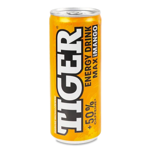 Енергетичний Напій Tiger Max Mango, б/алк, газований, 0.5л