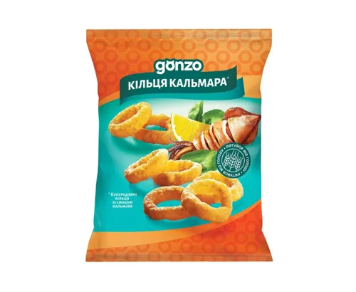 Кільця кукурудзяні GONZO зі смаком кальмара 40г