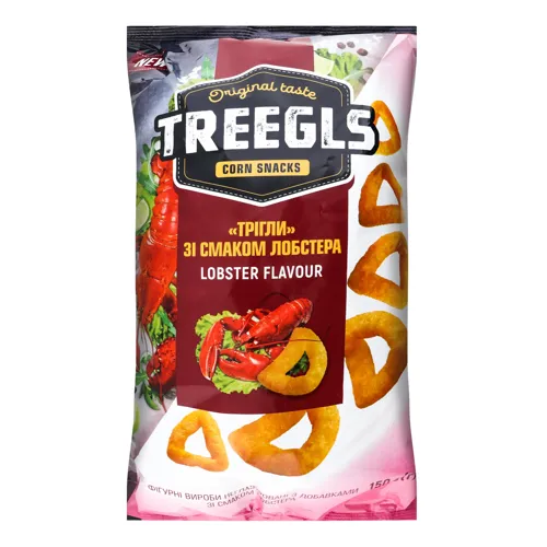 Снеки кукурудзяні зі смаком лобстера Treegls м/у 150г