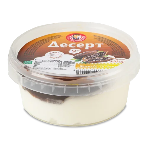 Десерт Сирковий 9% Молоковмісний Шоколад та Банан, п/у 300г