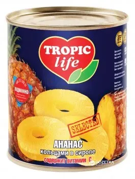 Ананас Tropic Life кільця у сиропі, 850г