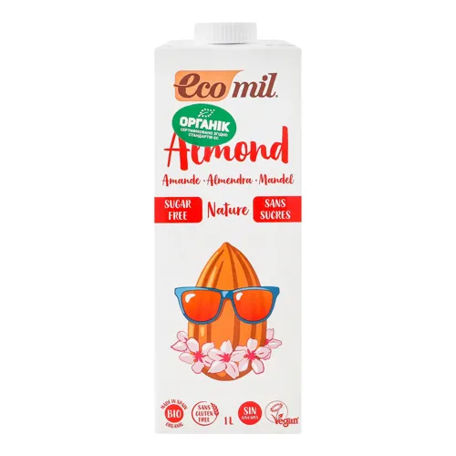 Молоко органічне з мигдалю без цукру Ecomil т/п 1л