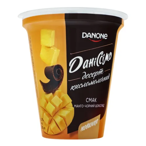Десерт 6% кисломолочний Манго-чорний шоколад Даніссімо ст 280г