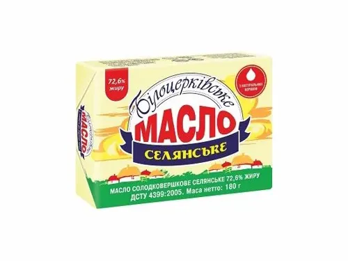 Масло Білоцерківське солодковершкове селянське 72,6% 180г